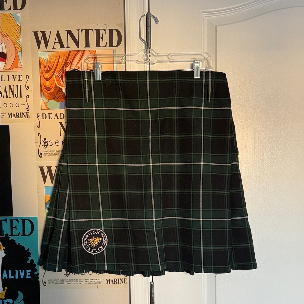 Dark Green Plaid Kilt